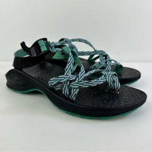 CHACO J199370 Womens Size 8 Green Purple Chevron Slip On Double Strap Sandals